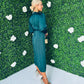 Eala Sleeve Detail Midi Dress Forest