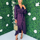 Erin Long Sleeve Split Hem Frill Detail Maxi Dress Purple