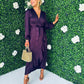 Erin Long Sleeve Split Hem Frill Detail Maxi Dress Purple
