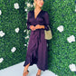 Erin Long Sleeve Split Hem Frill Detail Maxi Dress Purple