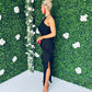 Macy Halter Neck Ruffle Maxi Dress Black