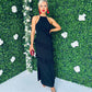 Macy Halter Neck Ruffle Maxi Dress Black