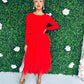 Sami Knit & Tulle Dress Red