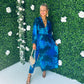 Sabrina Midi Print Dress Marbled Blue