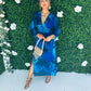 Sabrina Midi Print Dress Marbled Blue