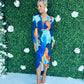 Katia Plunge Midi Dress Geo Blue