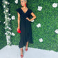 Daphne Frill Detailed Midi Dress Black