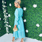 Elly Midi Dress Gold Foil Blue