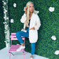 Kim Sequin Sleeve Cardi Off White