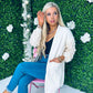 Kim Sequin Sleeve Cardi Off White
