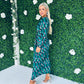 Mercedes Plunge Midi Dress Geo Green