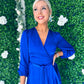 Erin Split Hem Frill Detail Maxi Cobalt
