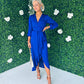 Erin Split Hem Frill Detail Maxi Cobalt