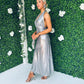 Sara Halterneck Midi Dress Silver