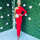 Tilly Single Sleeve Bodycon Dress Red
