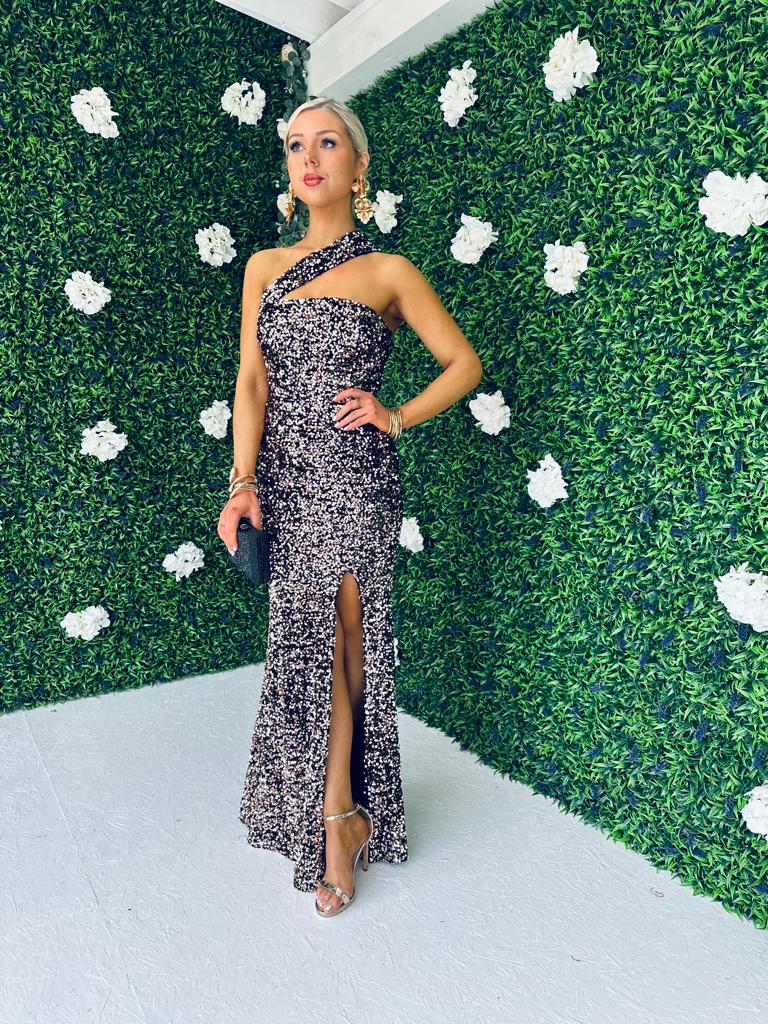 Jessica Sequin Maxi Dress Rose Gold