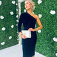 Jordan Velvet One Shoulder Midi Dress Navy
