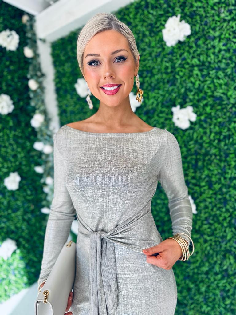 Raven Tie Knot Midi Dress Gold