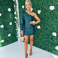 Amia Sequin Detail Mini Dress Forest