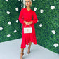 Kerri Hem Detail Wrap Dress Rouge