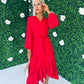 Kerri Hem Detail Wrap Dress Rouge