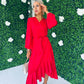 Kerri Hem Detail Wrap Dress Rouge