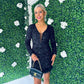 Devon Sequin & Feather Mini Dress Black