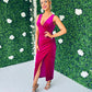 Ronah Velvet Detailed Dress Magenta