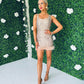 Nova Sequin & Feather Mini Dress Gold