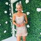 Nova Sequin & Feather Mini Dress Gold