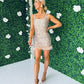 Nova Sequin & Feather Mini Dress Gold