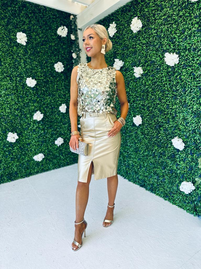 Peyton Sequin Top Gold