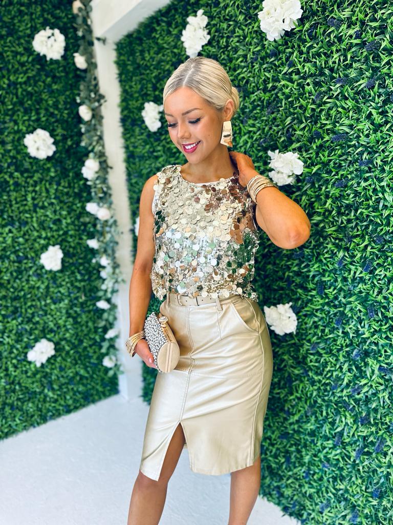 Peyton Sequin Top Gold