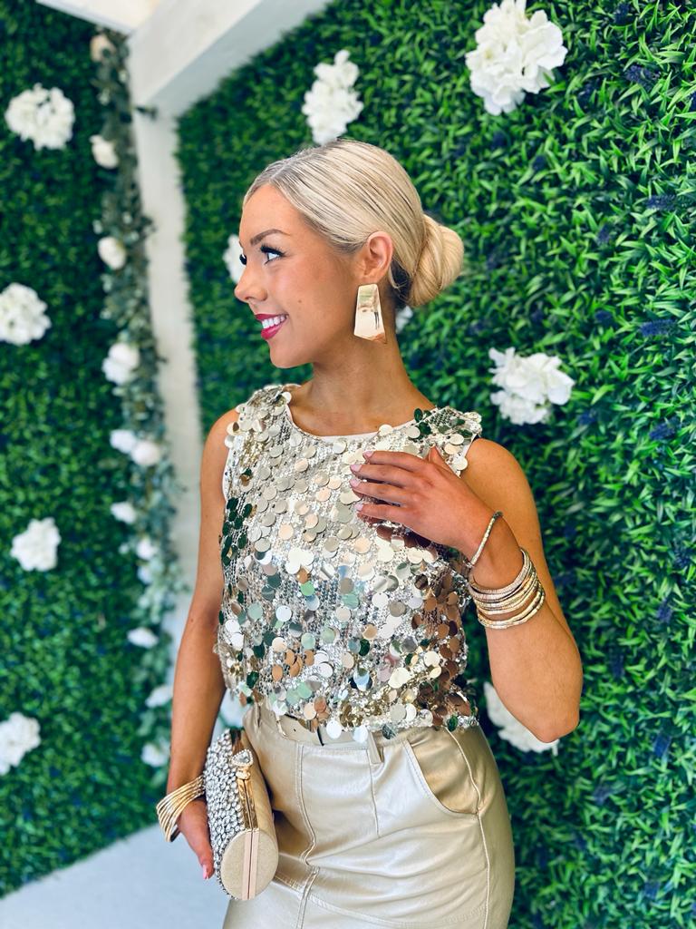 Peyton Sequin Top Gold