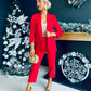 Harper Ruched Sleeve Suit Red
