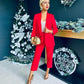 Harper Ruched Sleeve Suit Red