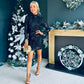 Bri Sequin Detail Mini Dress Black