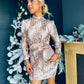 Bri Sequin Detail Mini Dress Rose