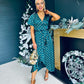 Farren Split Hem Frill Detail Maxi Dress Emerald Foil