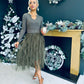 Russell Knit & Tulle Dress Khaki