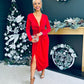 Rily Velvet Drape Detail Dress Rouge