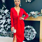 Rily Velvet Drape Detail Dress Rouge