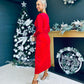 Rily Velvet Drape Detail Dress Rouge