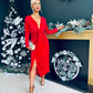 Rily Velvet Drape Detail Dress Rouge