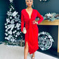 Rily Velvet Drape Detail Dress Rouge