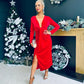 Rily Velvet Drape Detail Dress Rouge