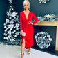 Rily Velvet Drape Detail Dress Rouge