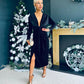 Rily Velvet Drape Detail Dress Black
