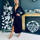 Rily Velvet Drape Detail Dress Black