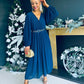 Dana Pleated Midi Dress Navy